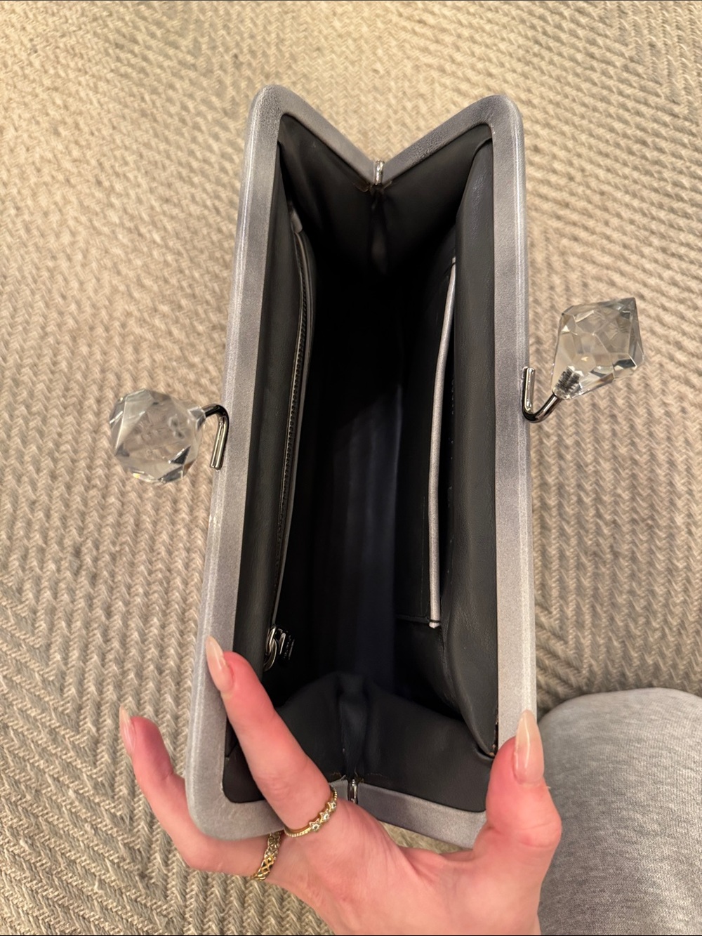 Prada Metallic Silver Patent Clasp Wristlet Clutch - Picture 5 of 11